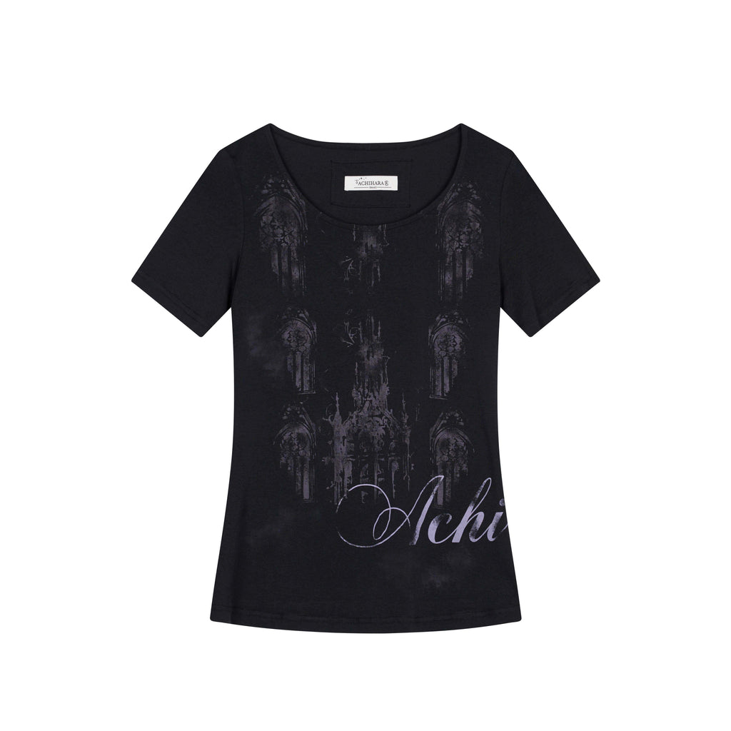 Achihara_Romantic_Print_Slim_Fit_Women'S_Cotton_Modal_Blend_Short_Sleeve_T-Shirts_MISSTT