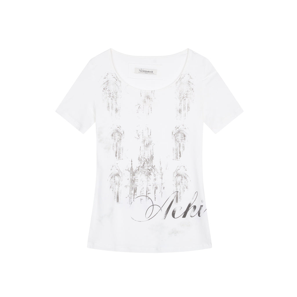 Achihara_Romantic_Print_Slim_Fit_Women'S_Cotton_Modal_Blend_Short_Sleeve_T-Shirts_MISSTT