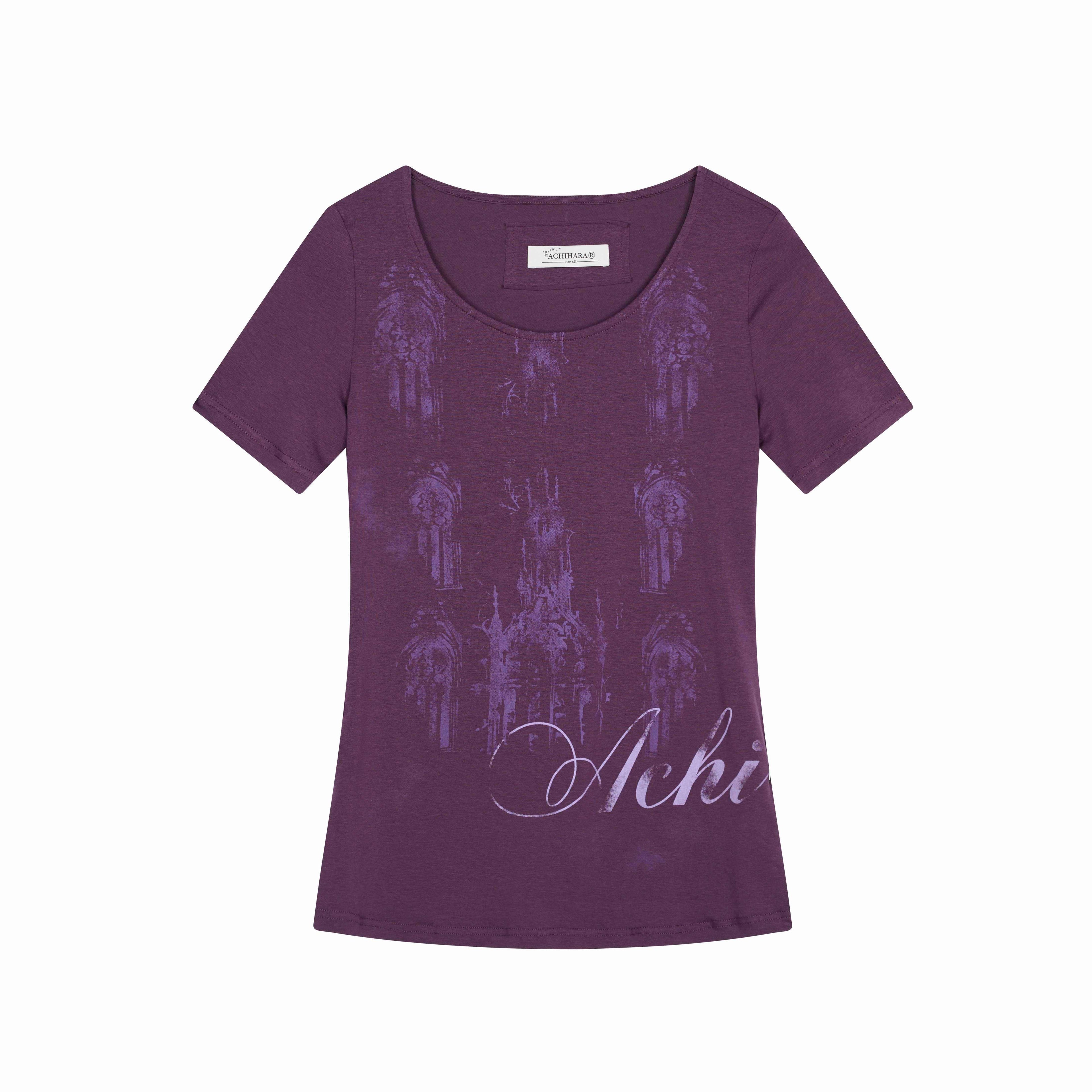 Achihara_Romantic_Print_Slim_Fit_Women'S_Cotton_Modal_Blend_Short_Sleeve_T-Shirts_MISSTT