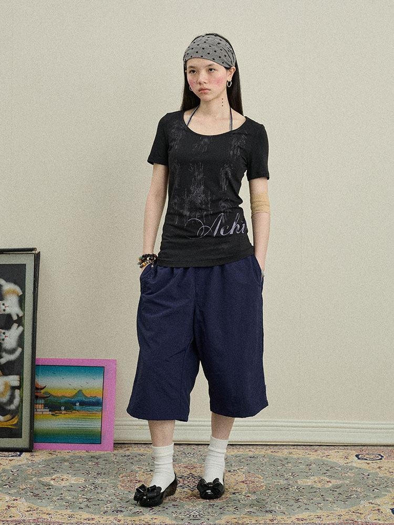 Achihara Romantic Print Slim Fit Women'S Cotton Modal Blend Short Sleeve T-Shirts