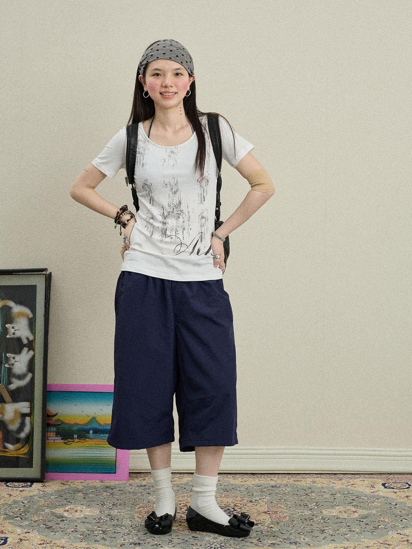 Achihara Romantic Print Slim Fit Women'S Cotton Modal Blend Short Sleeve T-Shirts