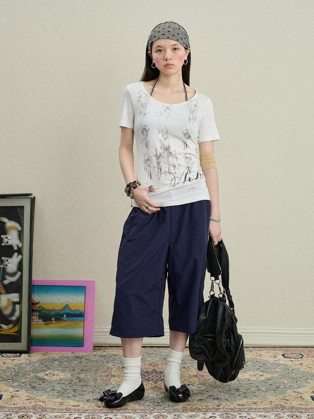 Achihara Romantic Print Slim Fit Women'S Cotton Modal Blend Short Sleeve T-Shirts