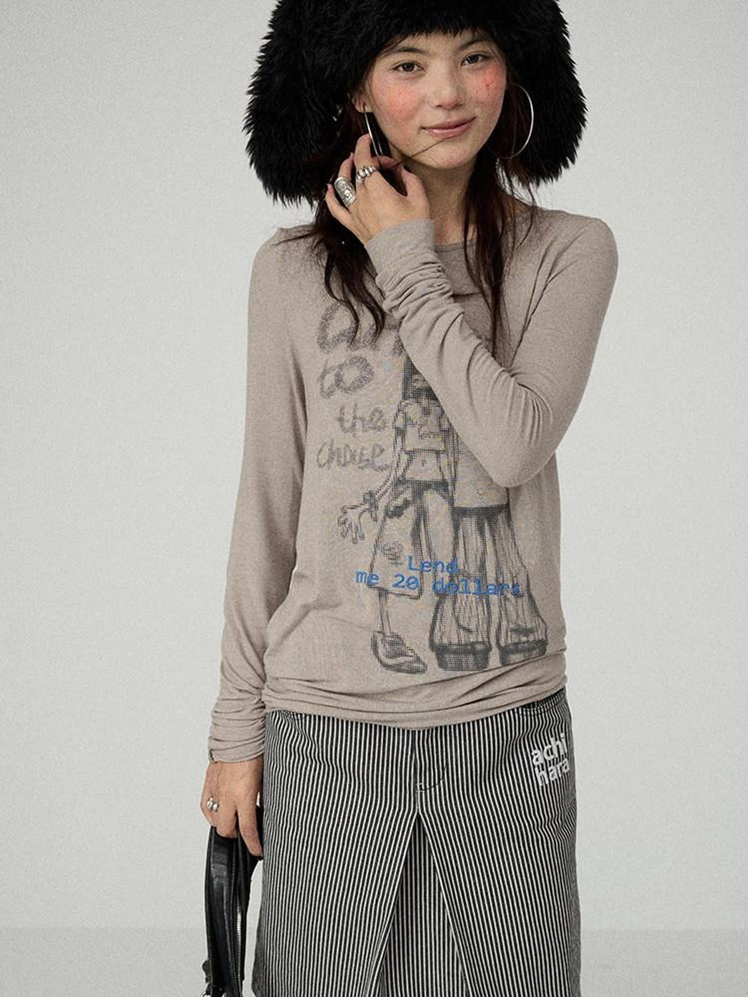 Achihara Round Neck Straight Fit Commuter Women'S Viscose Blend Long Sleeve T-Shirts