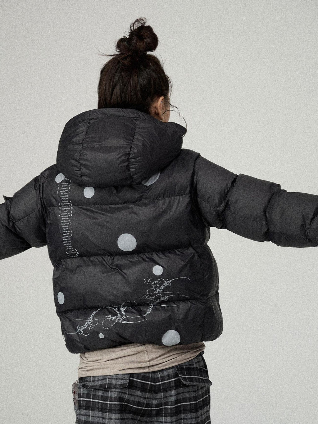 Achihara Solid Color Cropped Hooded Straight Cut Zip Front Women'S Cotton Puffer Jackets