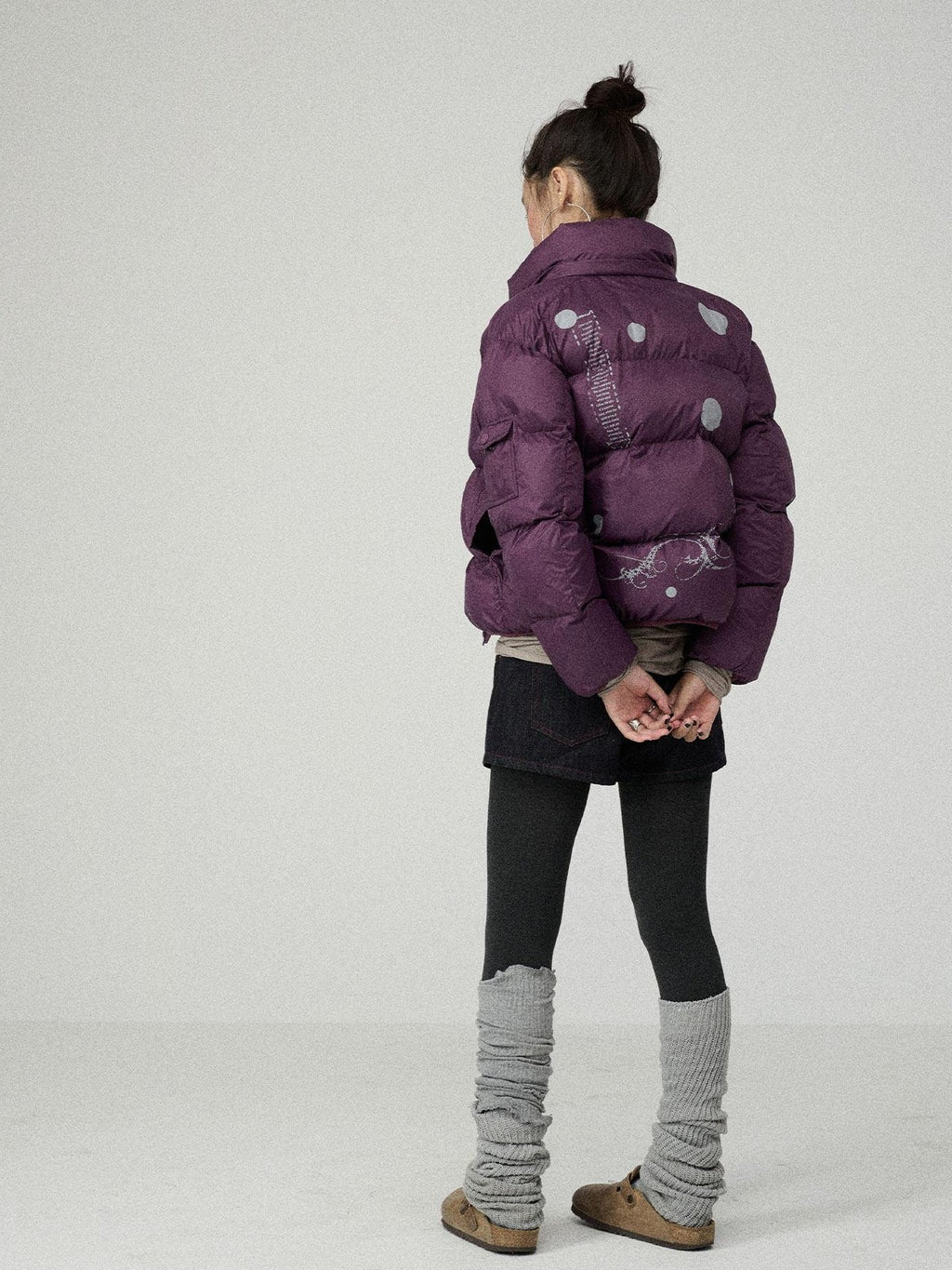 Achihara Solid Color Cropped Hooded Straight Cut Zip Front Women'S Cotton Puffer Jackets