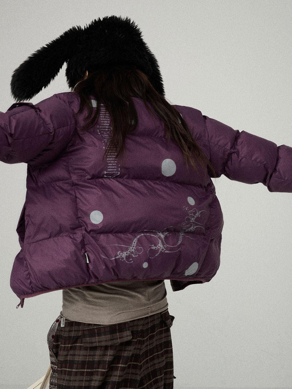 Achihara Solid Color Cropped Hooded Straight Cut Zip Front Women'S Cotton Puffer Jackets