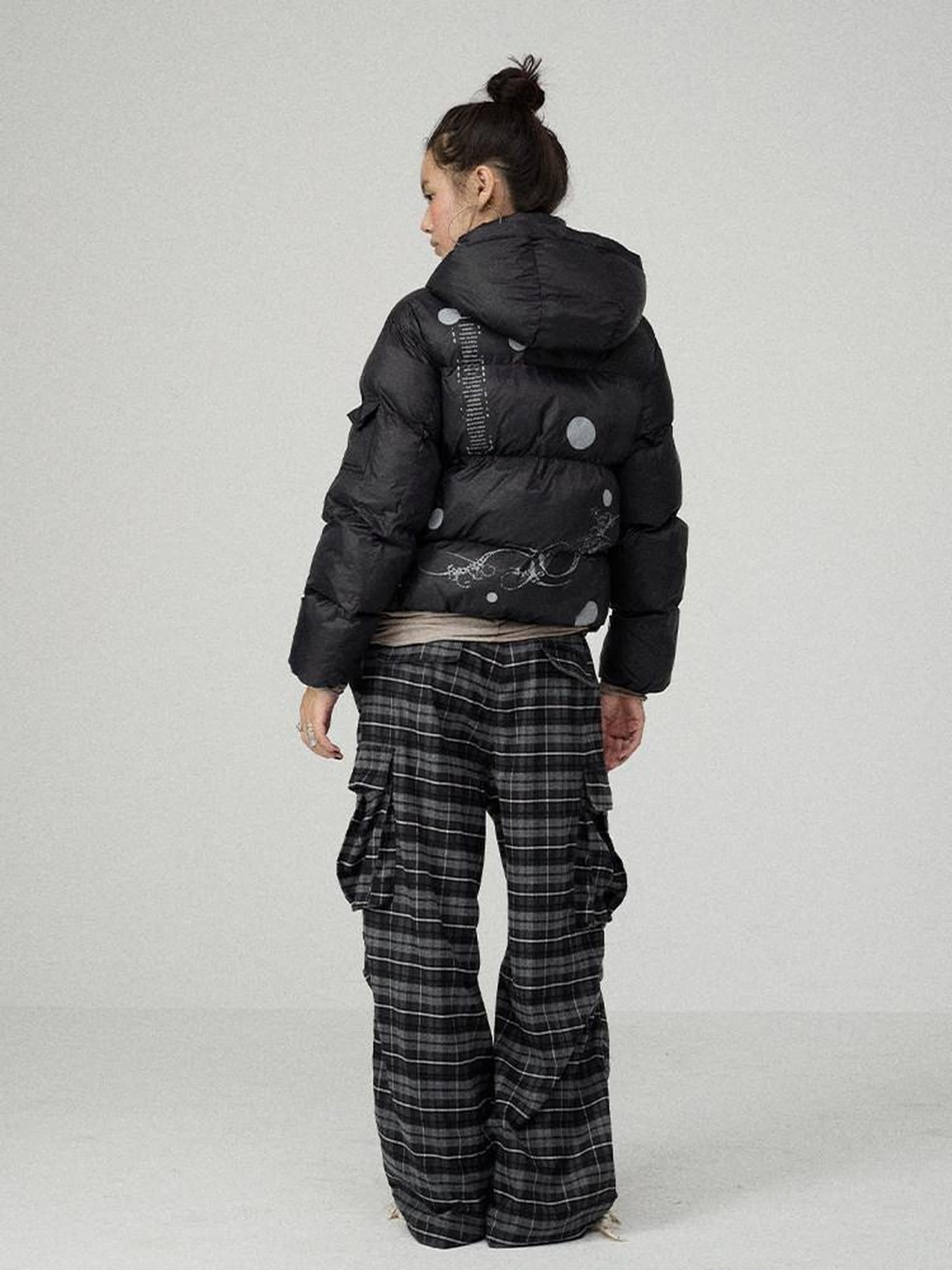 Achihara Solid Color Cropped Hooded Straight Cut Zip Front Women'S Cotton Puffer Jackets