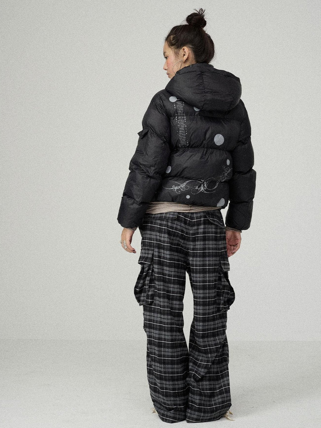 Achihara Solid Color Cropped Hooded Straight Cut Zip Front Women'S Cotton Puffer Jackets