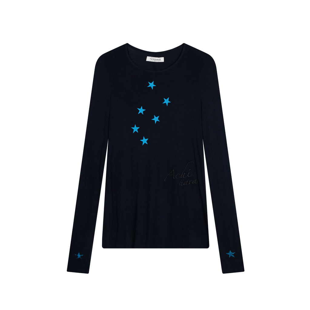 Achihara_Star_Cross_Print_Embroidered_Women'S_Viscose_Blend_Long_Sleeve_T-Shirts_MISSTT