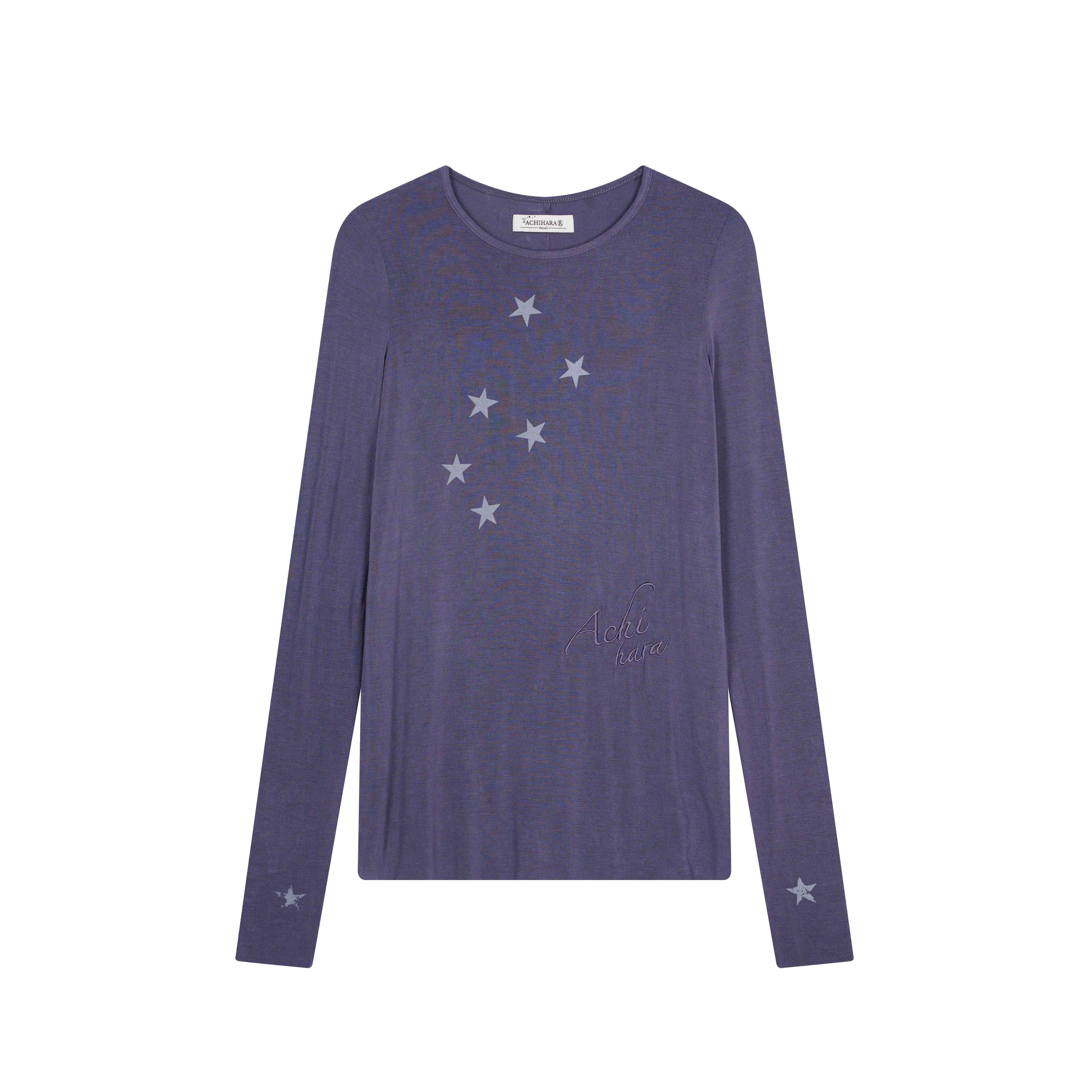 Achihara_Star_Cross_Print_Embroidered_Women'S_Viscose_Blend_Long_Sleeve_T-Shirts_MISSTT