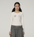 Achihara_Star_Print_Cropped_Round_Neck_Women'S_Polyester_Long_Sleeve_T-Shirts_MISSTT