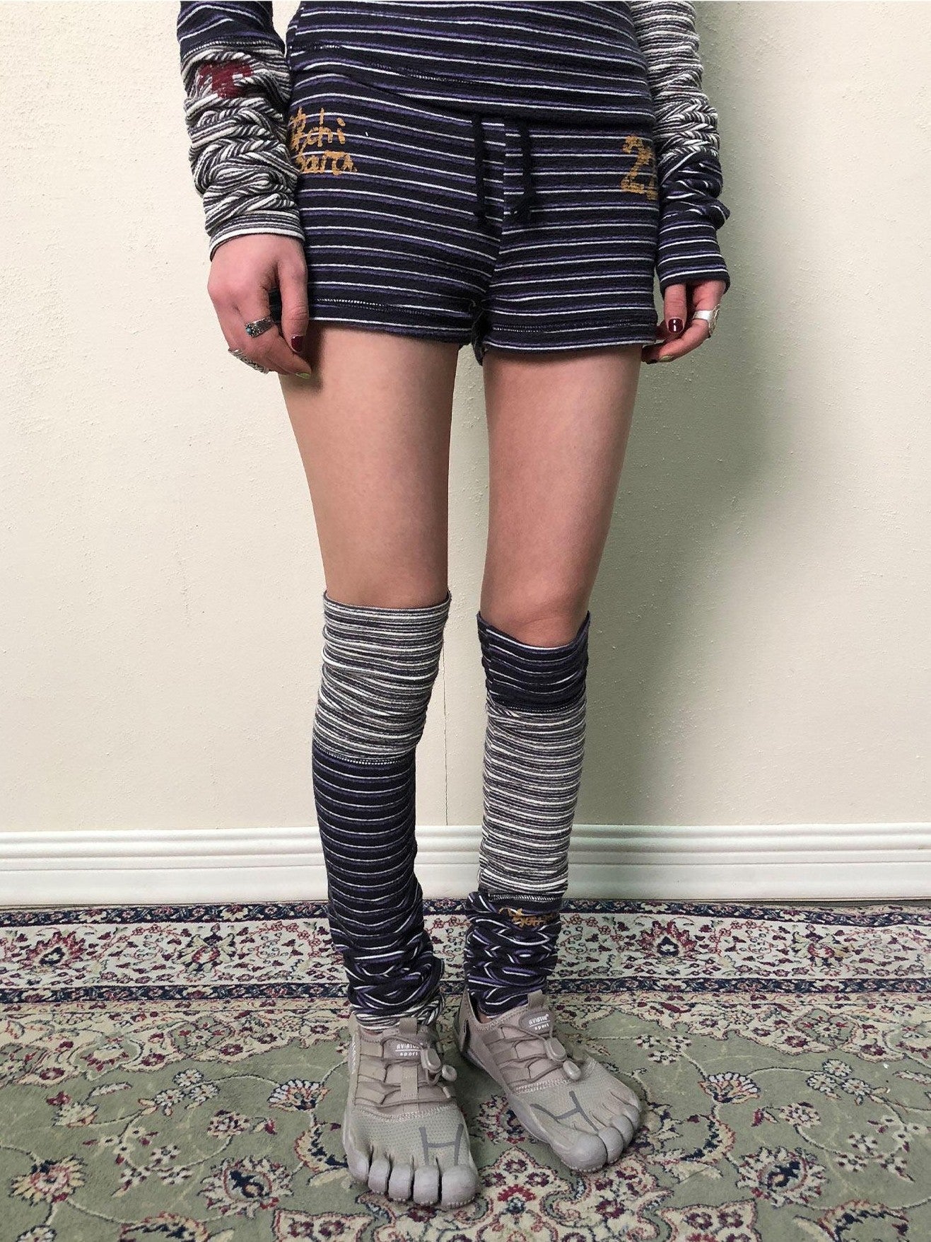 Achihara Star Speckled Patchwork Striped Women'S Polyester Leg Warmers