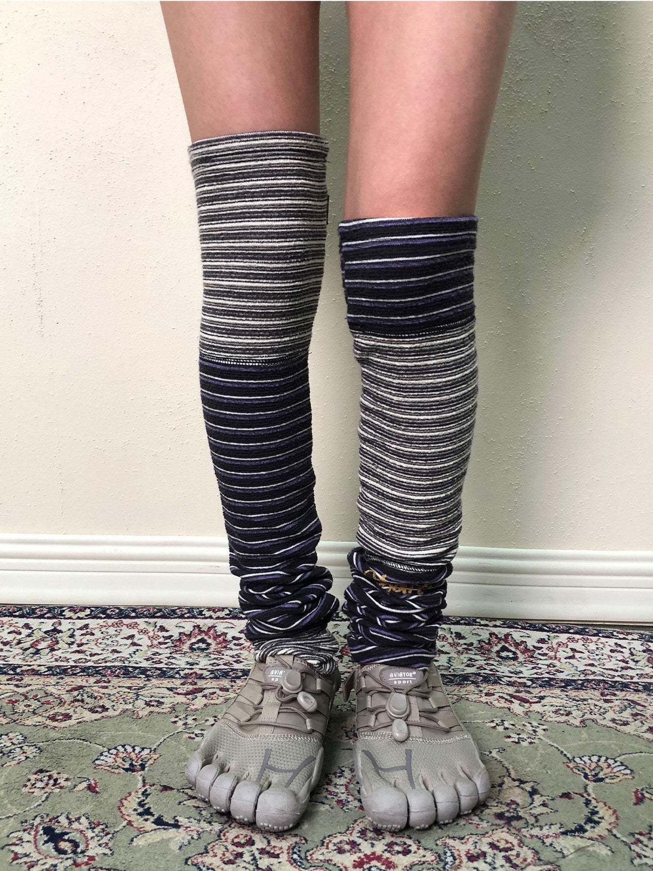 Achihara Star Speckled Patchwork Striped Women'S Polyester Leg Warmers