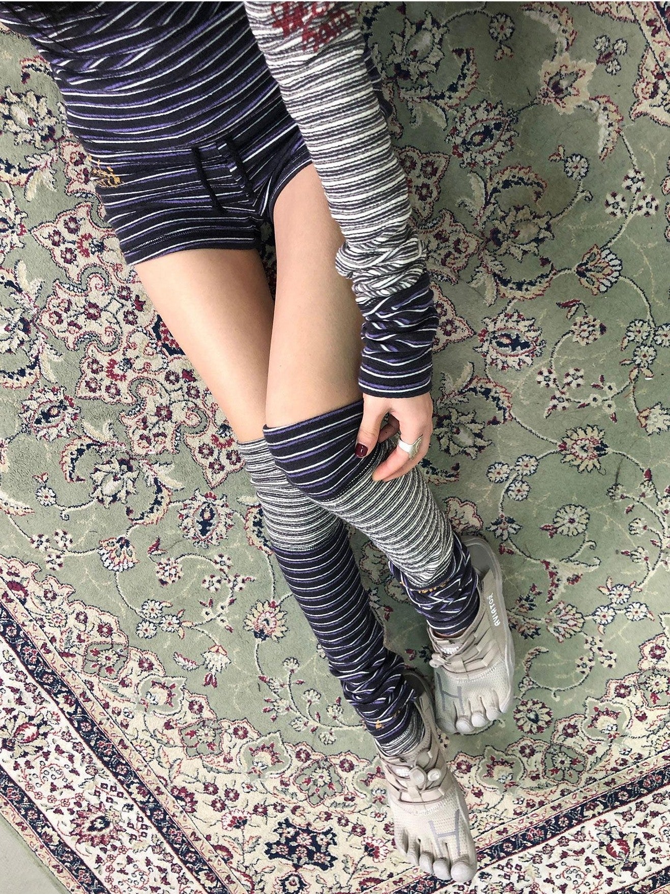 Achihara Star Speckled Patchwork Striped Women'S Polyester Leg Warmers