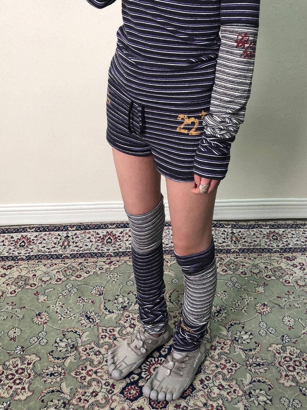Achihara Star Speckled Patchwork Striped Women'S Polyester Leg Warmers