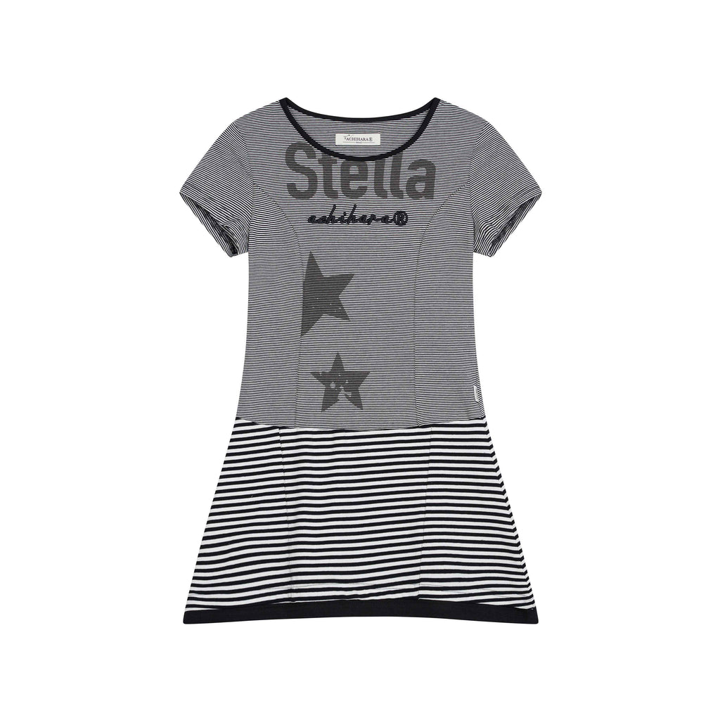 Achihara_Star_Striped_Splice_Short_Sleeve_T_Shirt_Women'S_Cotton_Casual_Mini_Dresses_MISSTT