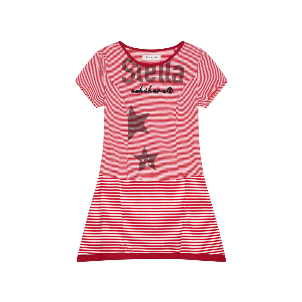 Achihara_Star_Striped_Splice_Short_Sleeve_T_Shirt_Women'S_Cotton_Casual_Mini_Dresses_MISSTT