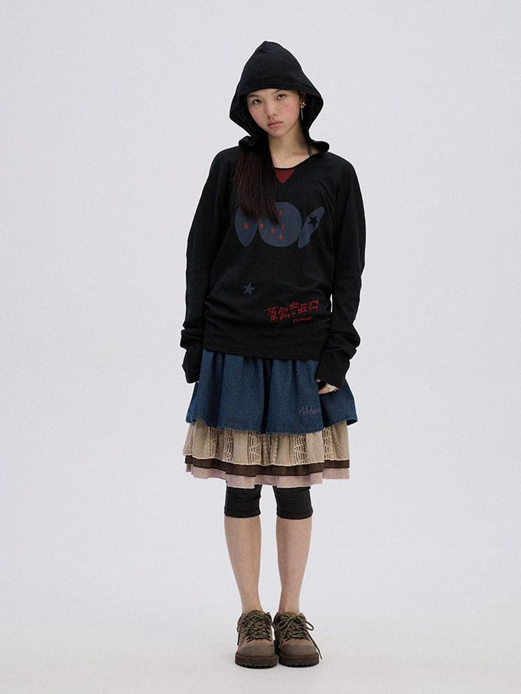 Achihara Stingray Print Loose Straight Cut Women'S 100 Percent Cotton Pullover Hoodies