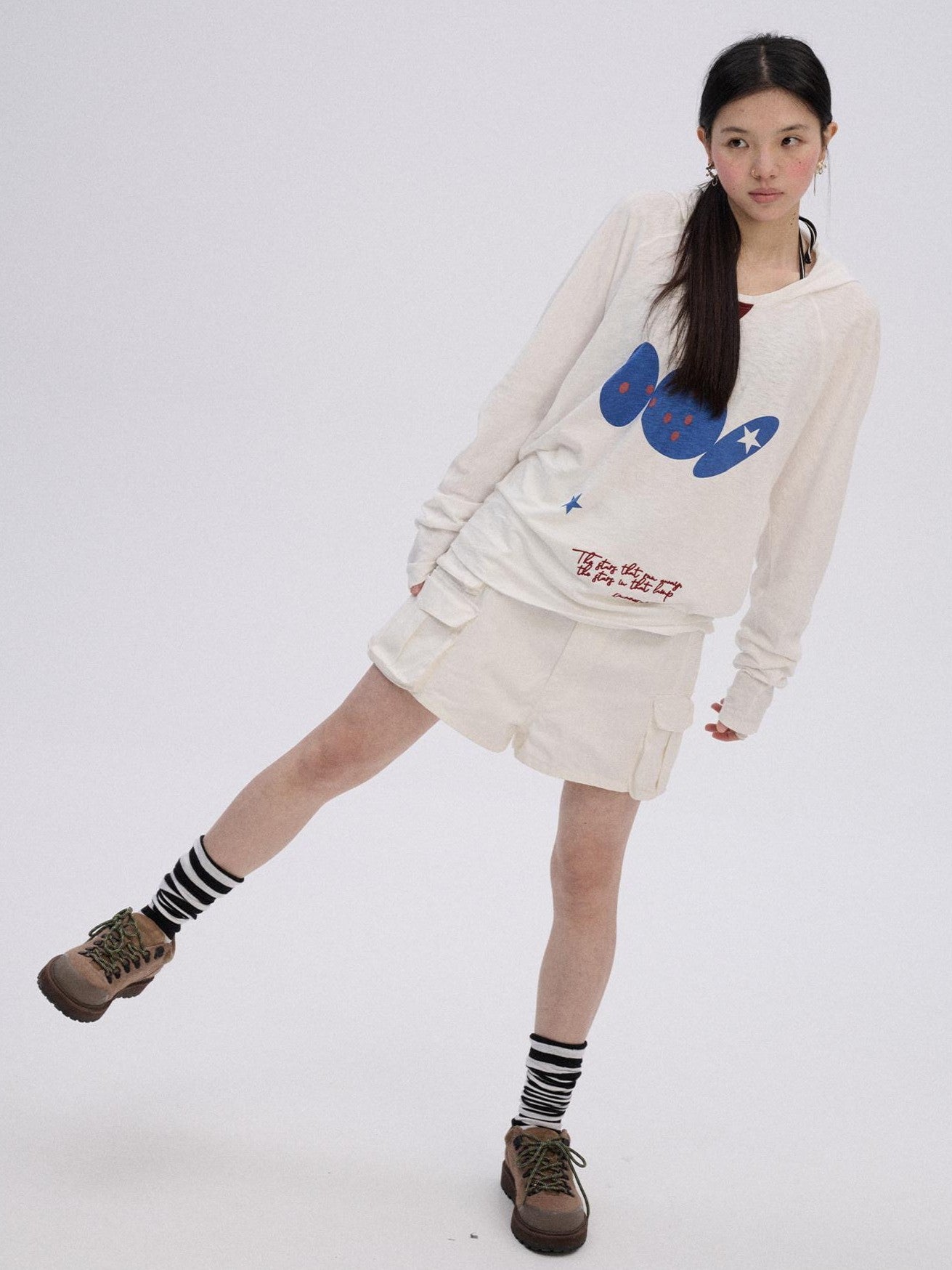 Achihara Stingray Print Loose Straight Cut Women'S 100 Percent Cotton Pullover Hoodies