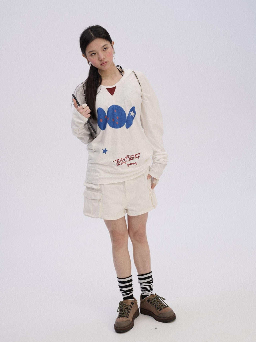 Achihara Stingray Print Loose Straight Cut Women'S 100 Percent Cotton Pullover Hoodies