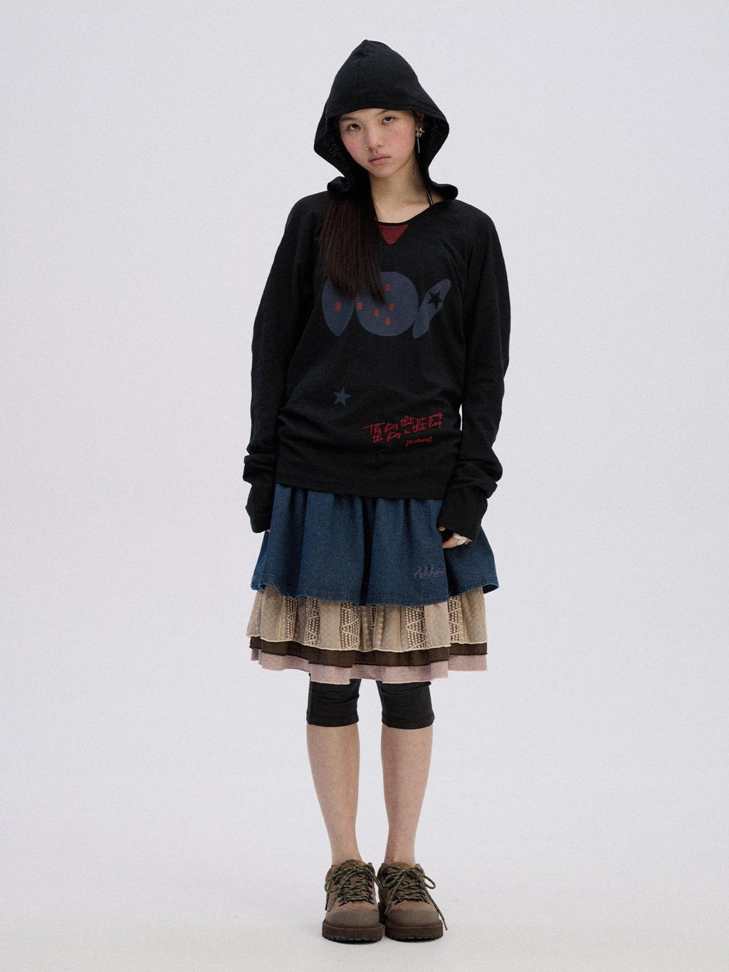 Achihara Stingray Print Loose Straight Cut Women'S 100 Percent Cotton Pullover Hoodies