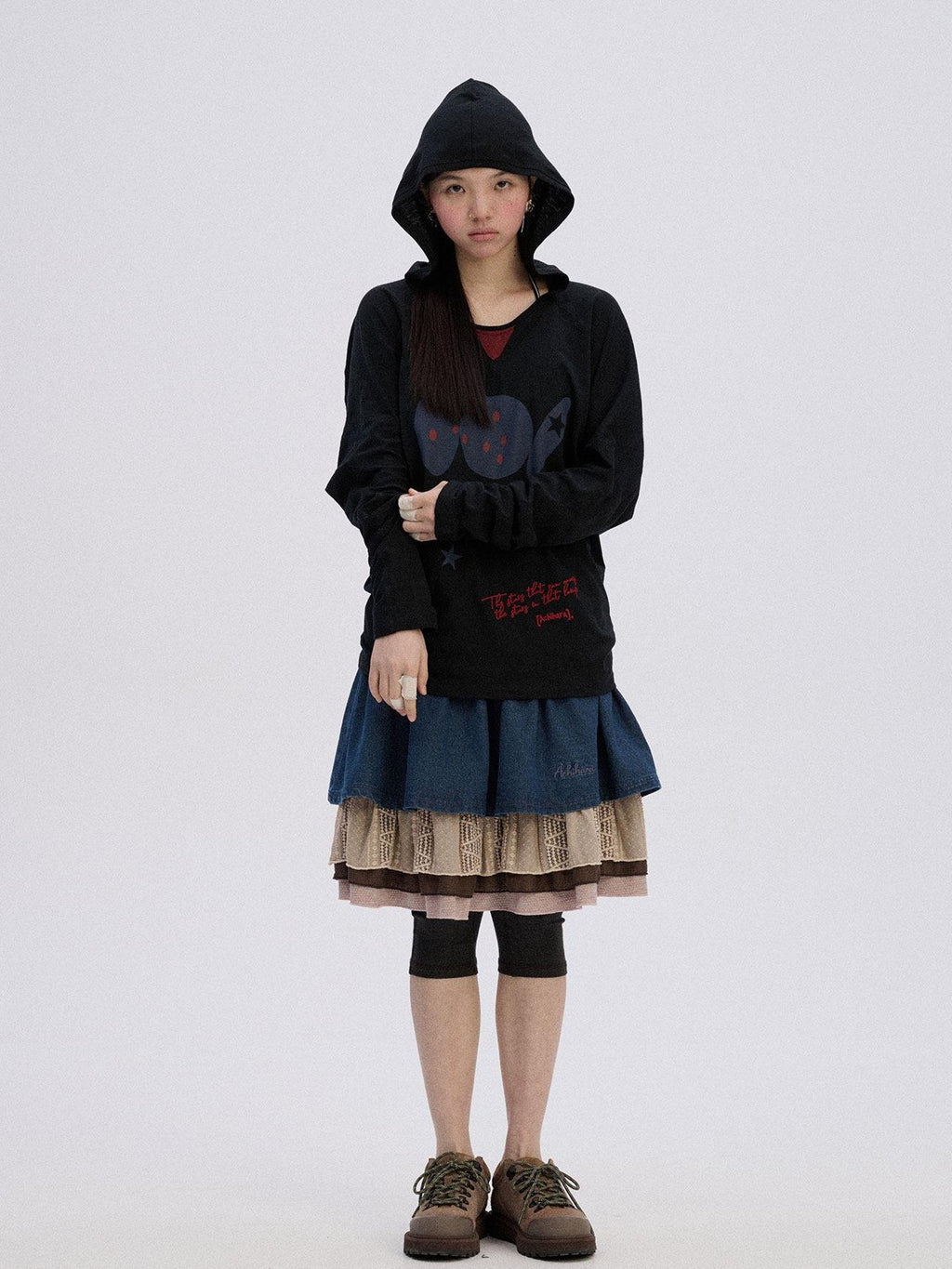Achihara Stingray Print Loose Straight Cut Women'S 100 Percent Cotton Pullover Hoodies