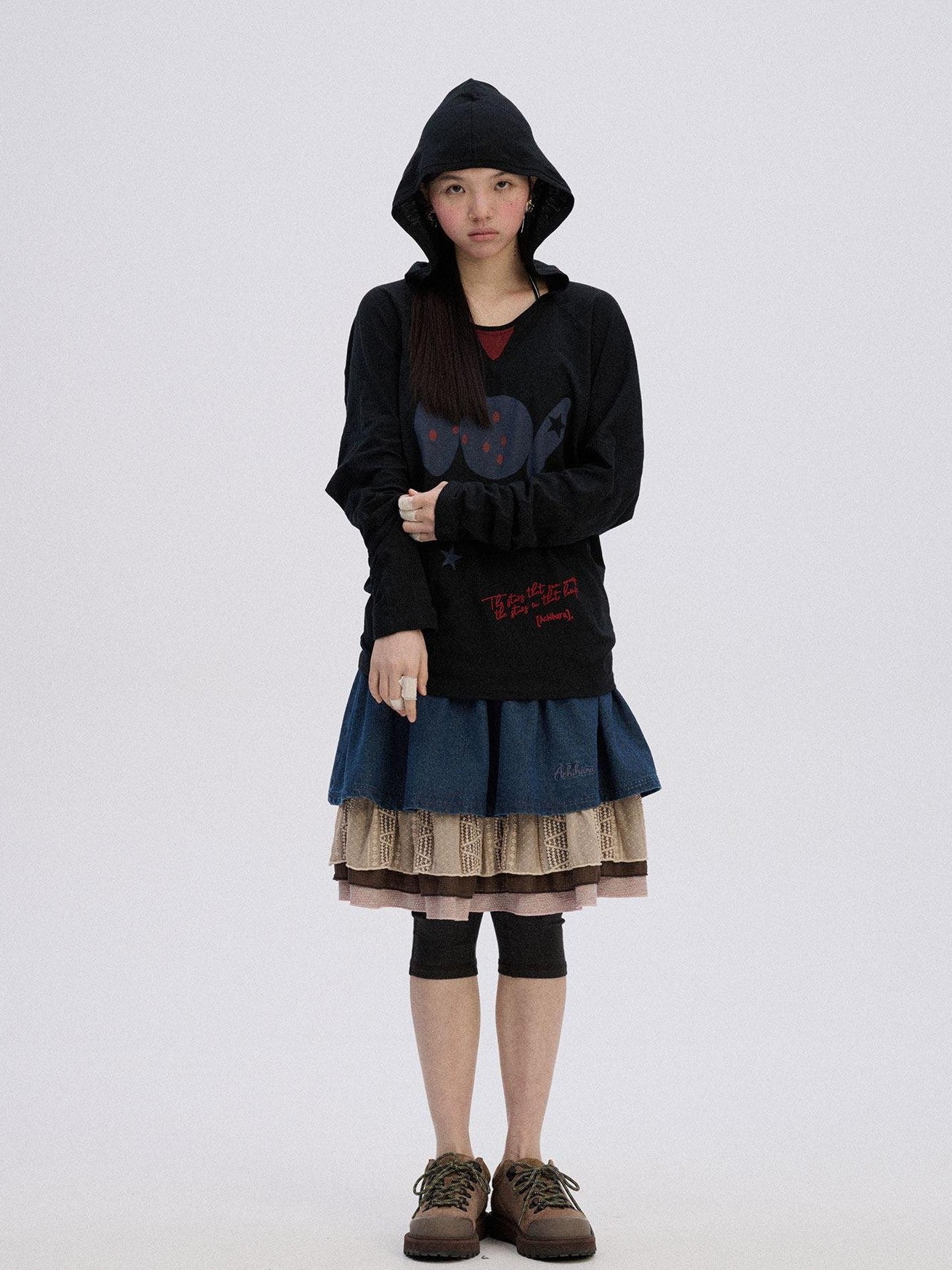 Achihara Stingray Print Loose Straight Cut Women'S 100 Percent Cotton Pullover Hoodies