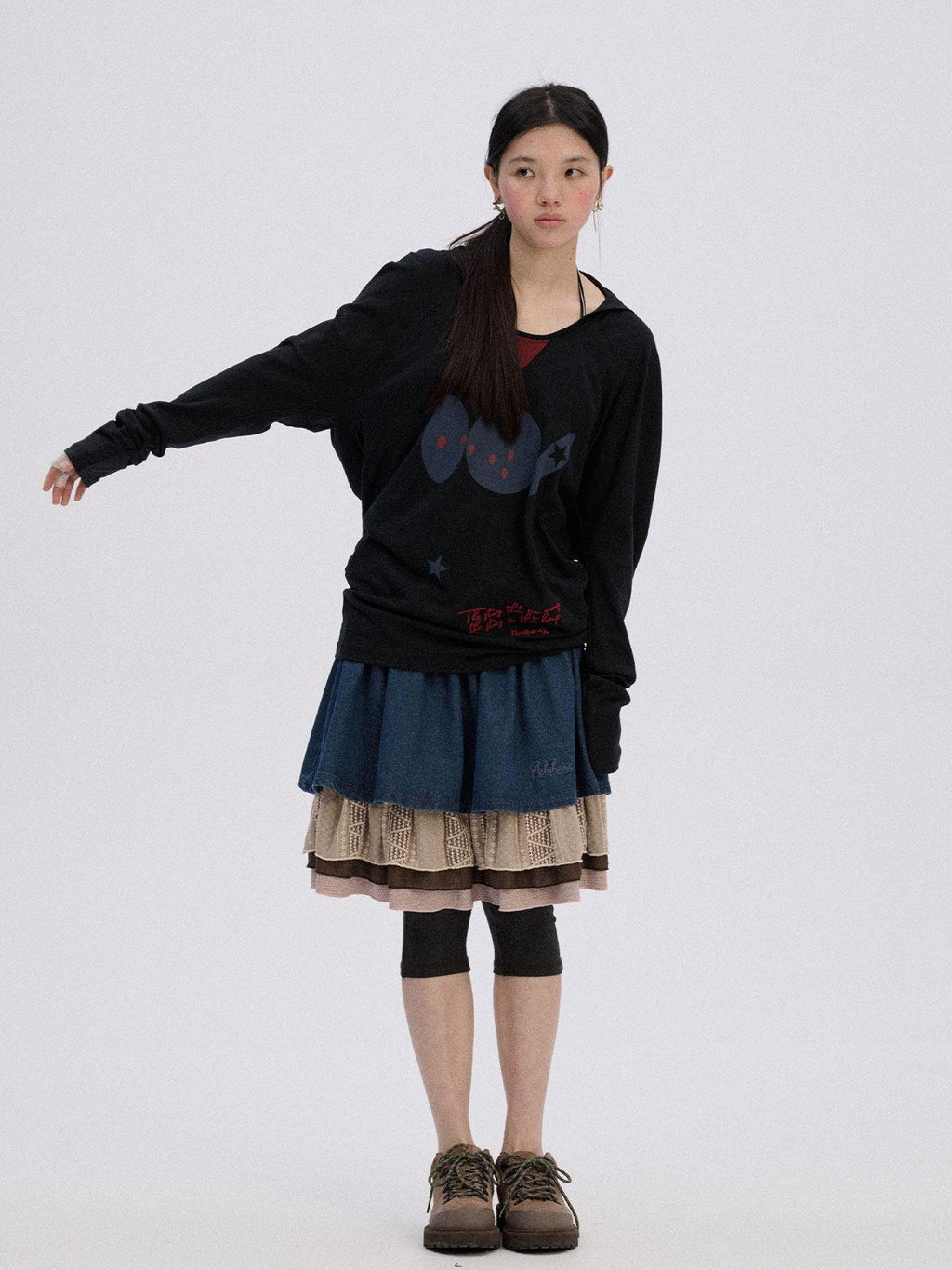 Achihara Stingray Print Loose Straight Cut Women'S 100 Percent Cotton Pullover Hoodies