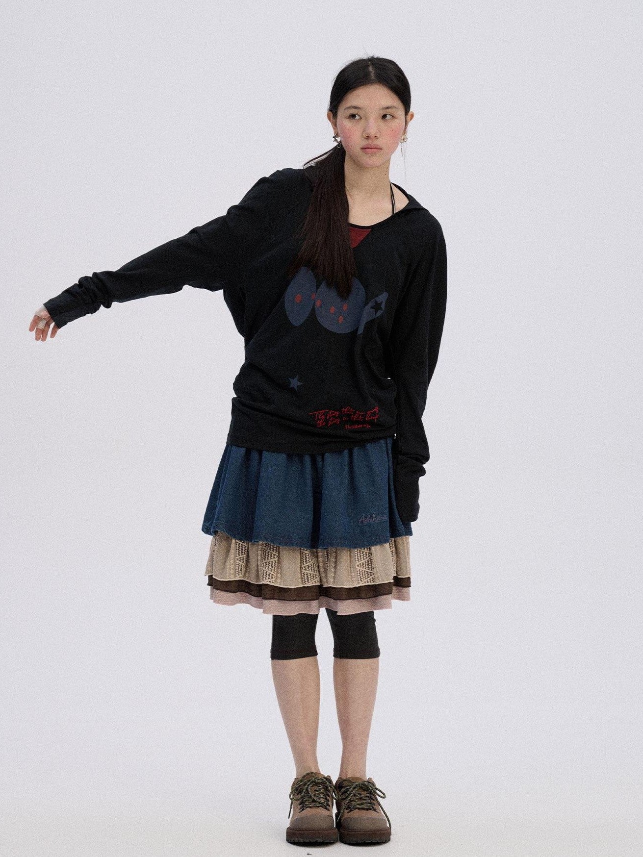 Achihara Stingray Print Loose Straight Cut Women'S 100 Percent Cotton Pullover Hoodies