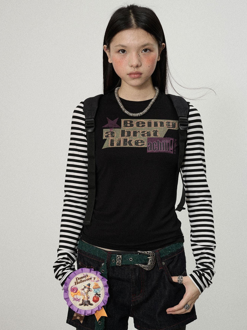 Achihara Striped Colorblock Slim Women'S Recycled Viscose Blend Long Sleeve T-Shirts