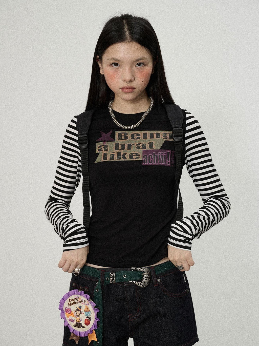 Achihara Striped Colorblock Slim Women'S Recycled Viscose Blend Long Sleeve T-Shirts