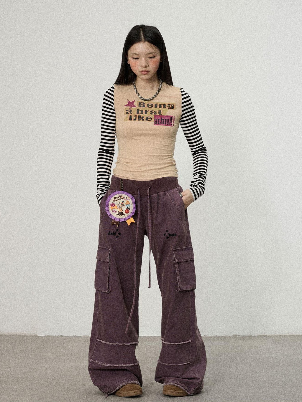 Achihara Striped Colorblock Slim Women'S Recycled Viscose Blend Long Sleeve T-Shirts