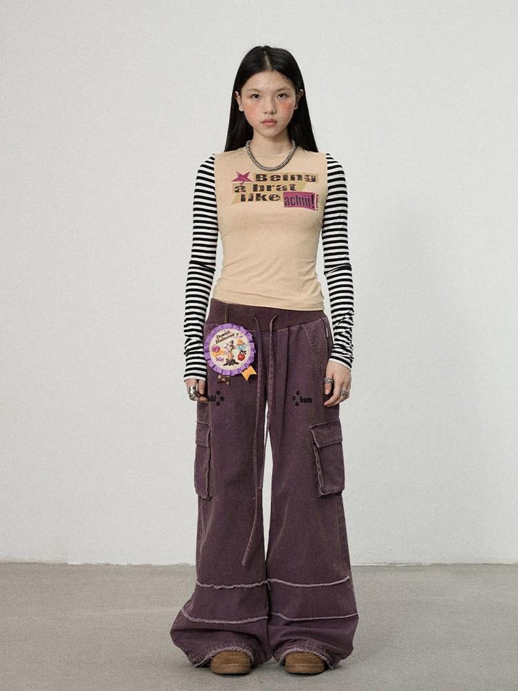 Achihara Striped Colorblock Slim Women'S Recycled Viscose Blend Long Sleeve T-Shirts