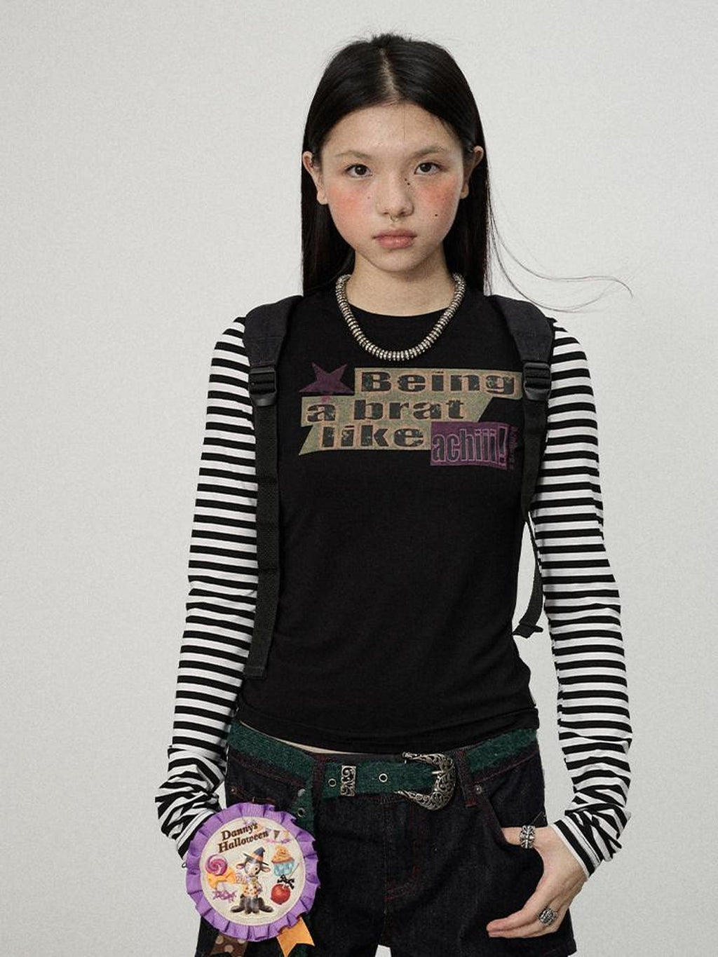 Achihara Striped Colorblock Slim Women'S Recycled Viscose Blend Long Sleeve T-Shirts
