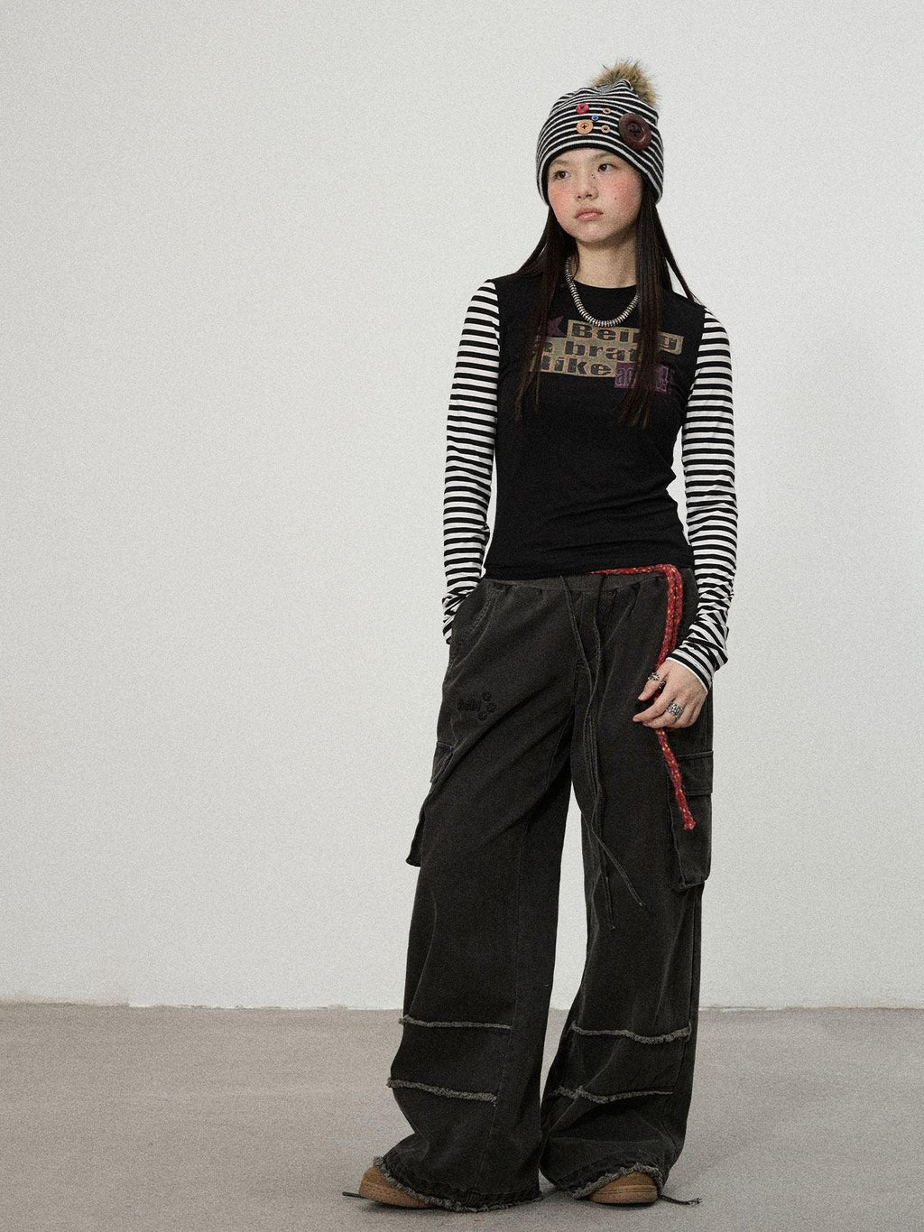Achihara Striped Colorblock Slim Women'S Recycled Viscose Blend Long Sleeve T-Shirts