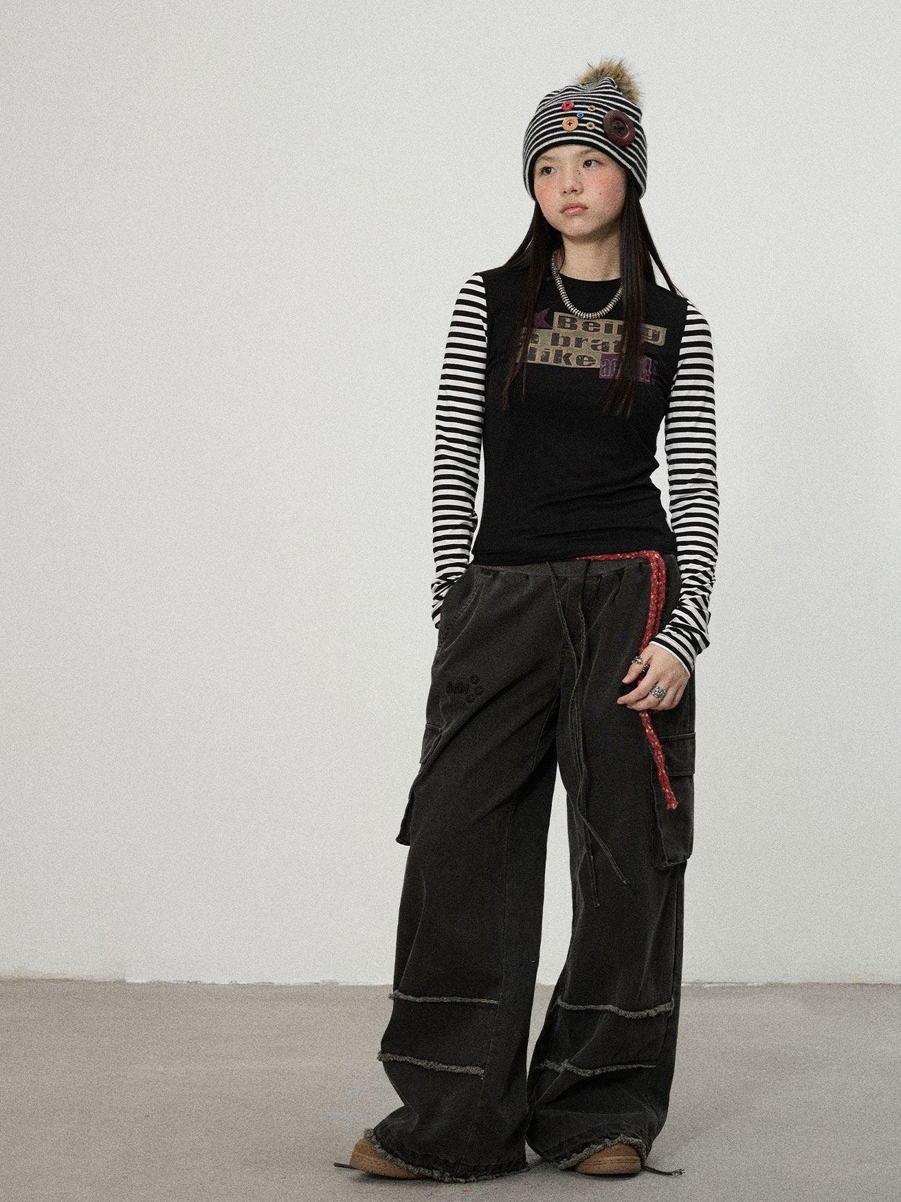 Achihara Striped Colorblock Slim Women'S Recycled Viscose Blend Long Sleeve T-Shirts