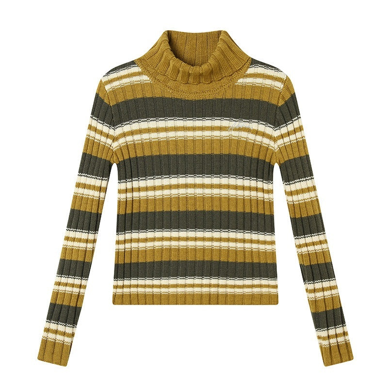 Achihara_Striped_Crewneck_Slim_Fit_Long_Sleeve_Women'S_Polyester_Blend_Sweaters_MISSTT