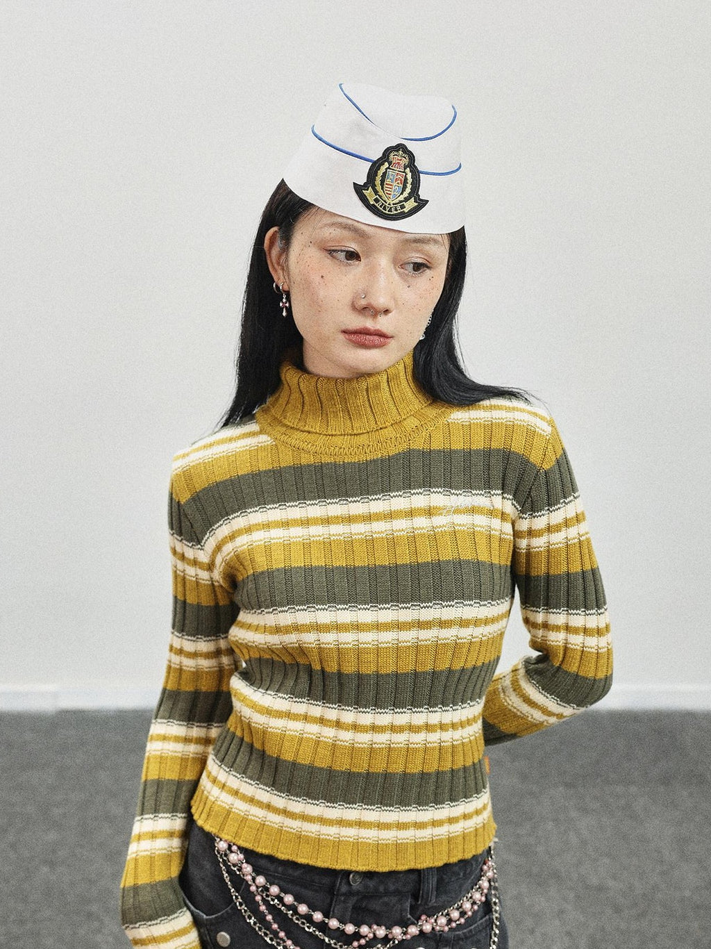 Achihara Striped Crewneck Slim Fit Long Sleeve Women'S Polyester Blend Sweaters