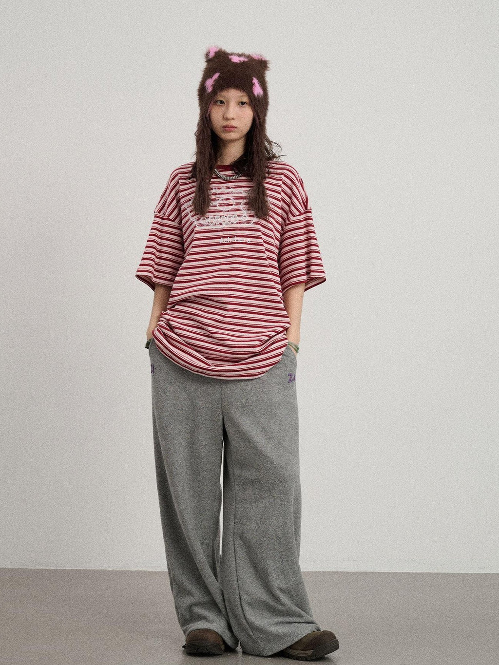Achihara Striped Loose Fit Crew Neck Women'S Cotton Spandex Short Sleeve T-Shirts
