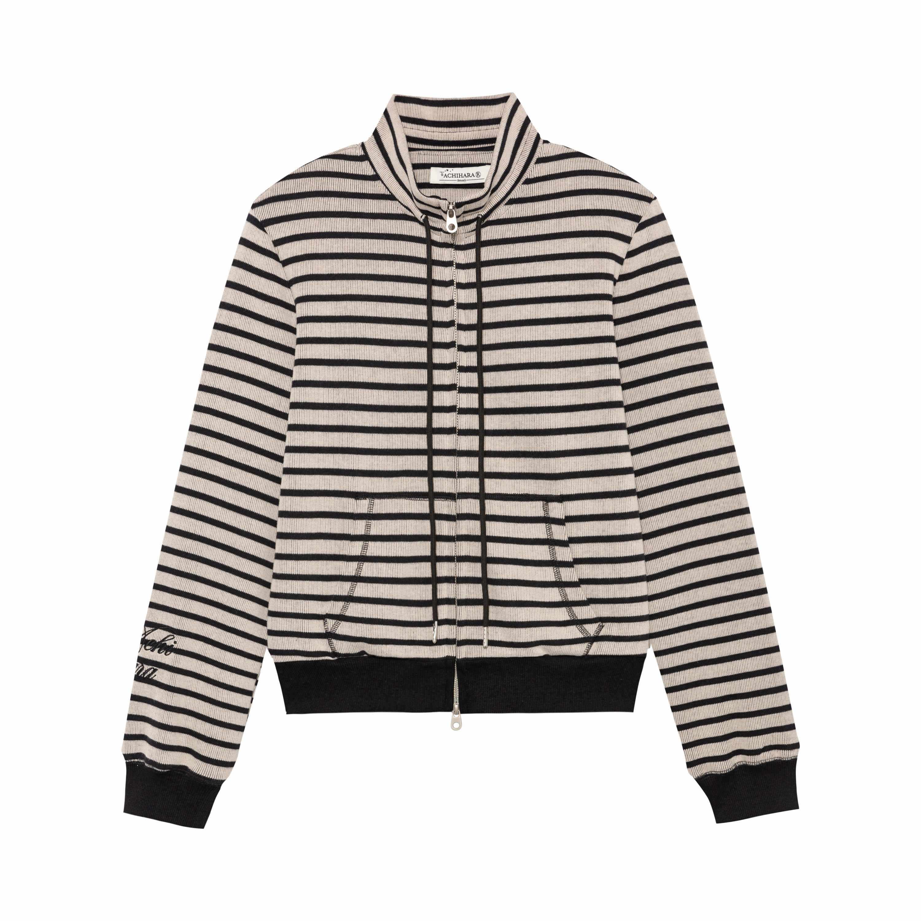 Achihara Striped Mushroom Back Cotton Blend Straight Commuter Women Sweatshirts