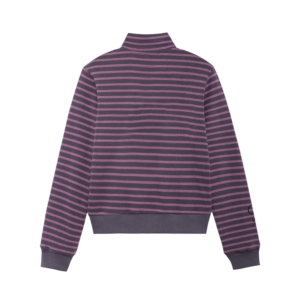 Achihara Striped Mushroom Back Cotton Blend Straight Commuter Women Sweatshirts