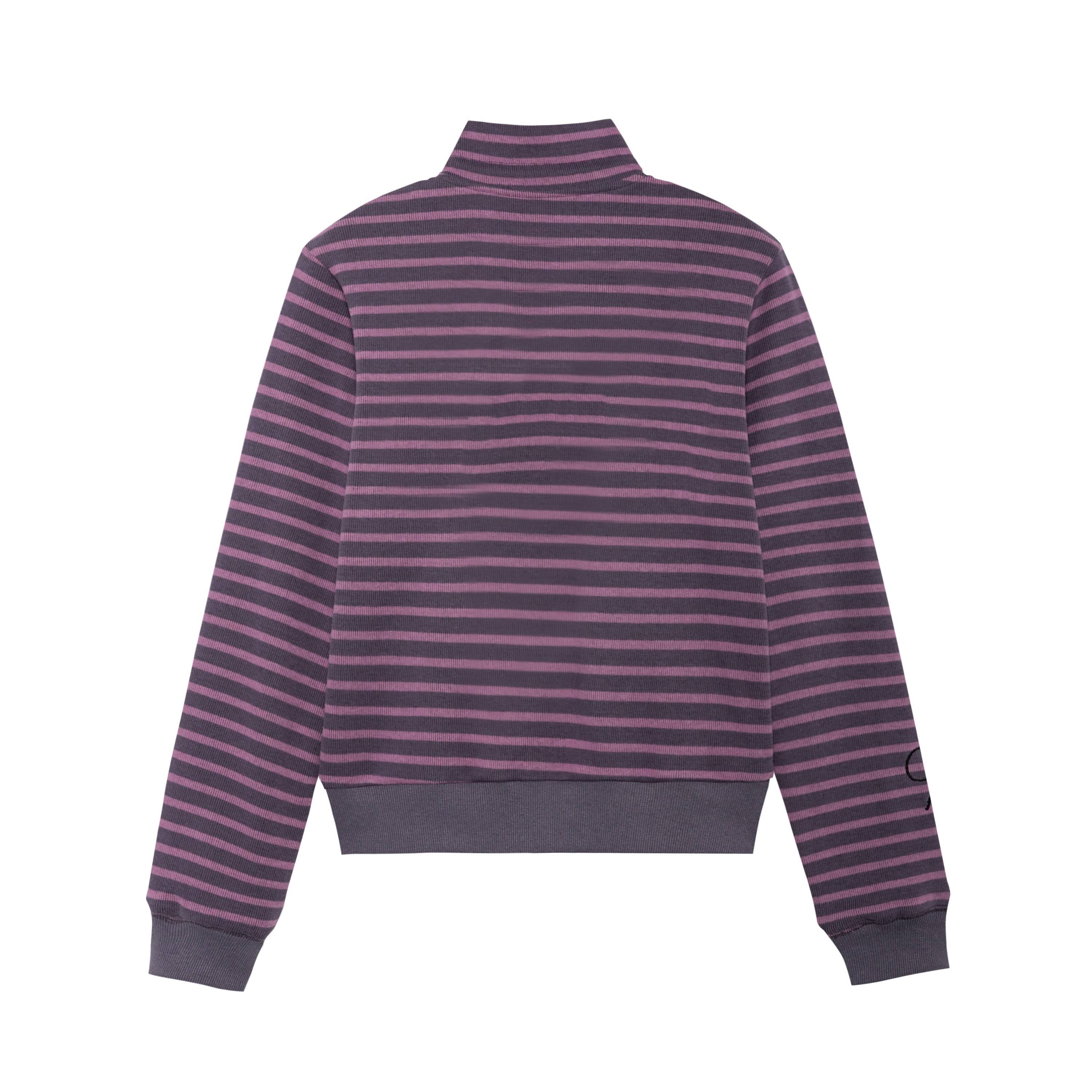 Achihara Striped Mushroom Back Cotton Blend Straight Commuter Women Sweatshirts