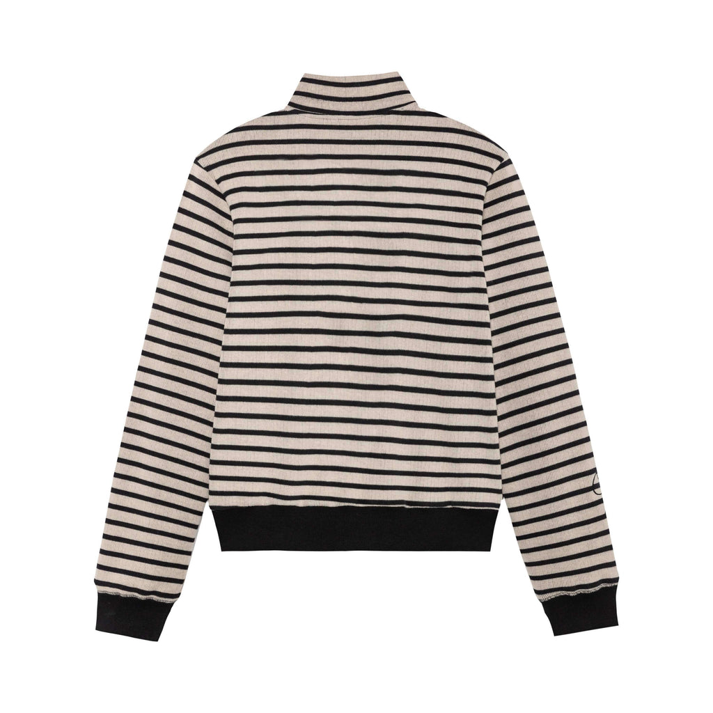 Achihara Striped Mushroom Back Cotton Blend Straight Commuter Women Sweatshirts