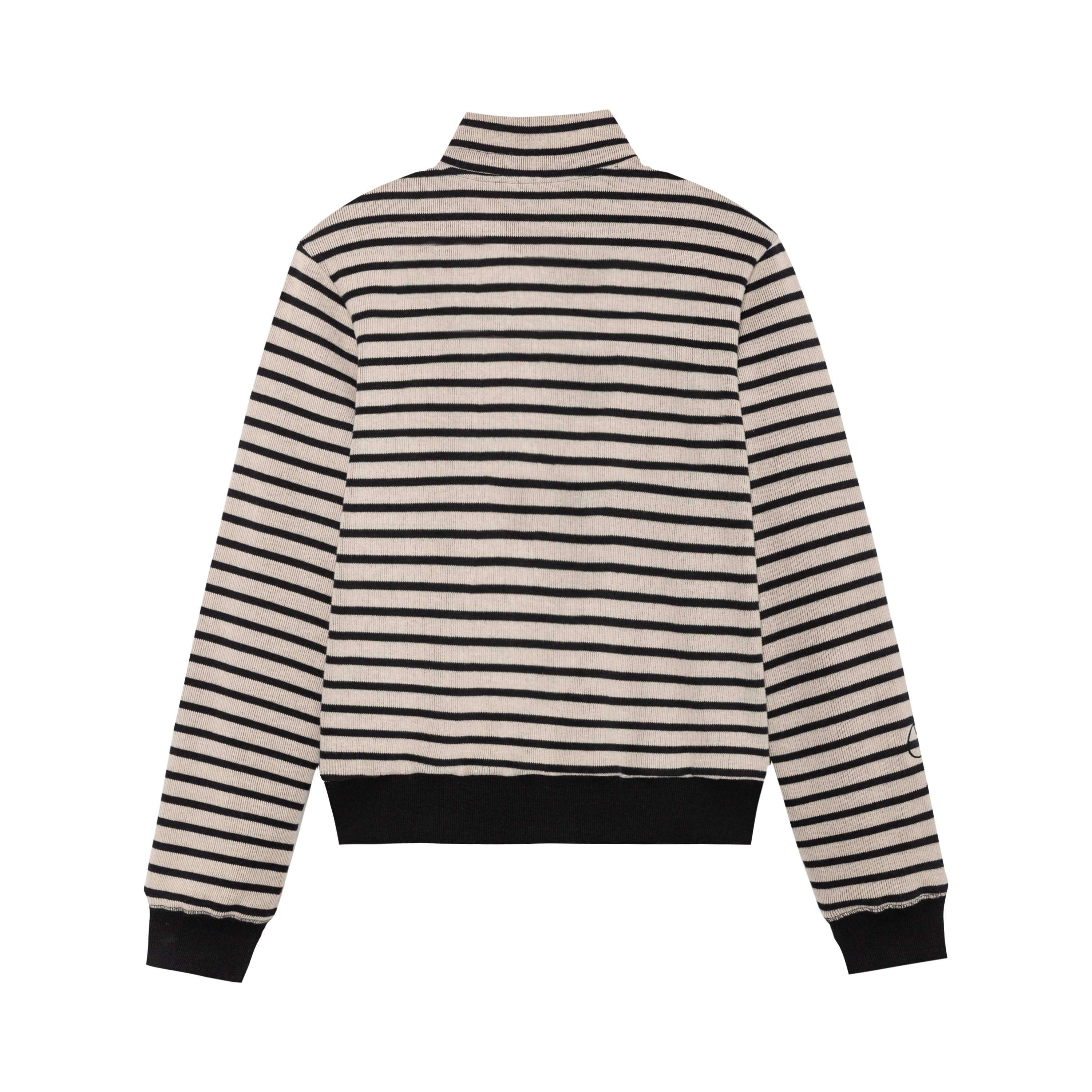 Achihara Striped Mushroom Back Cotton Blend Straight Commuter Women Sweatshirts