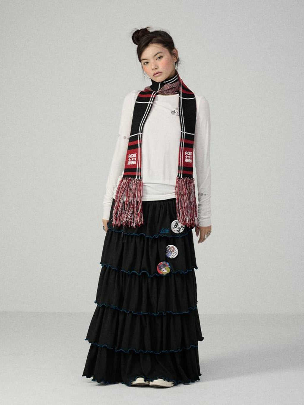 Achihara Striped Rainy California Print Women'S Viscose Blend Long Sleeve T-Shirts