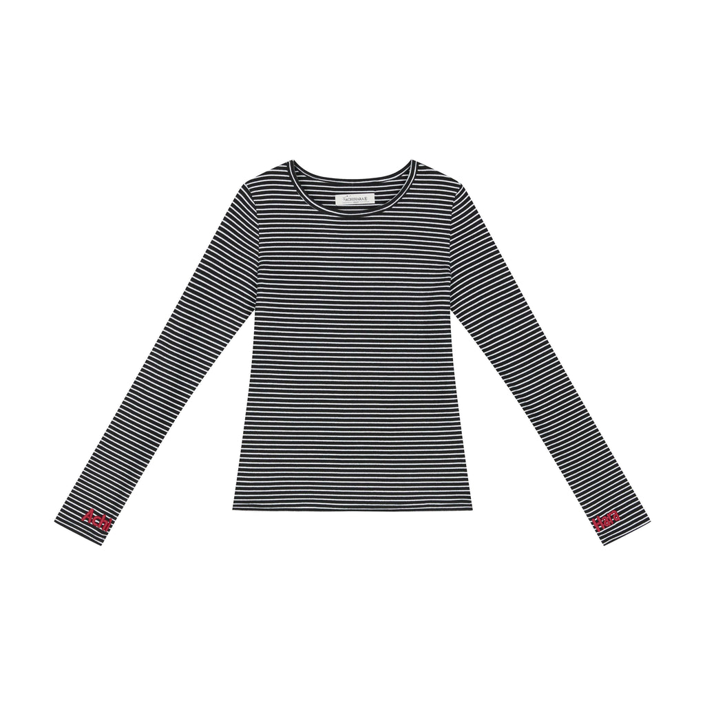 Achihara_Striped_Slim_Fit_Round_Neck_Women'S_Polyester_Spandex_Long_Sleeve_T-Shirts_MISSTT