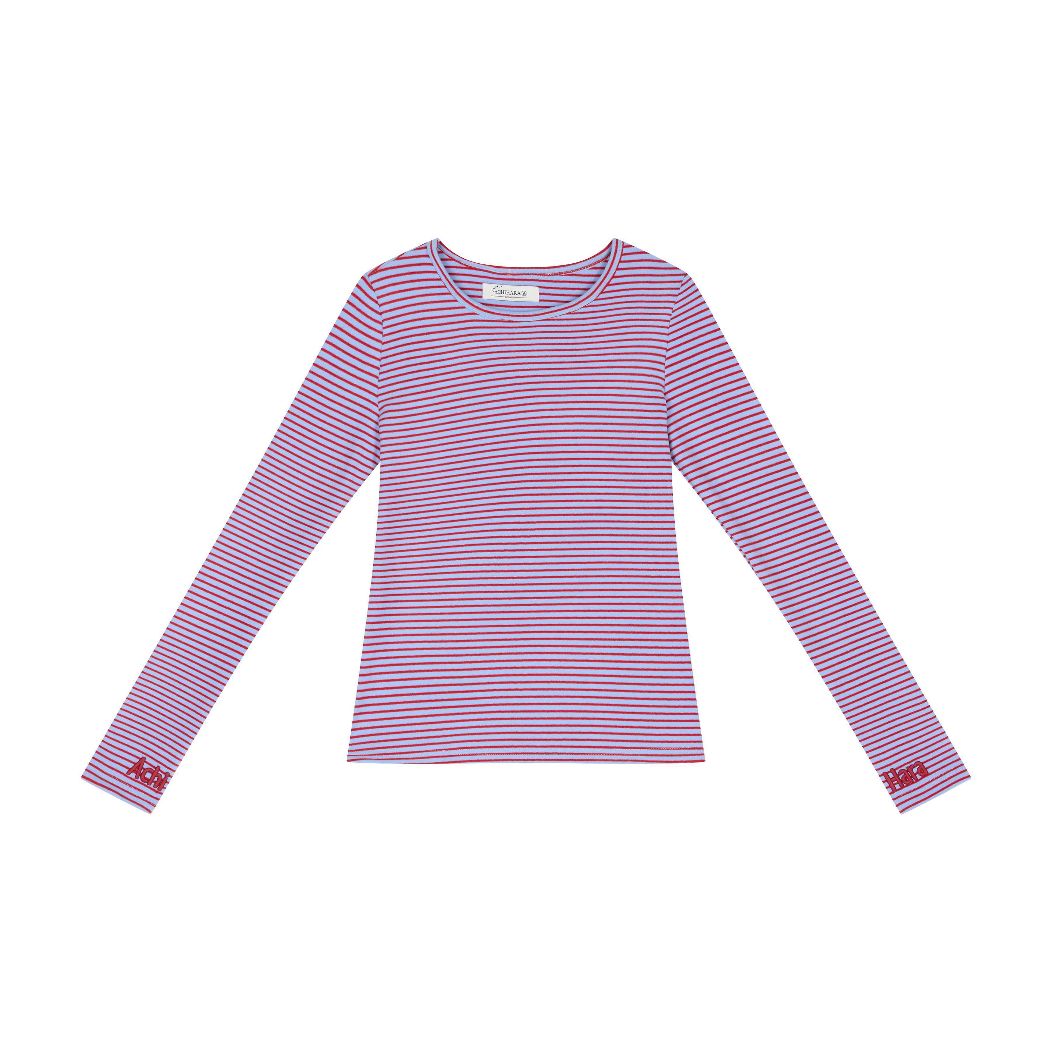Achihara_Striped_Slim_Fit_Round_Neck_Women'S_Polyester_Spandex_Long_Sleeve_T-Shirts_MISSTT
