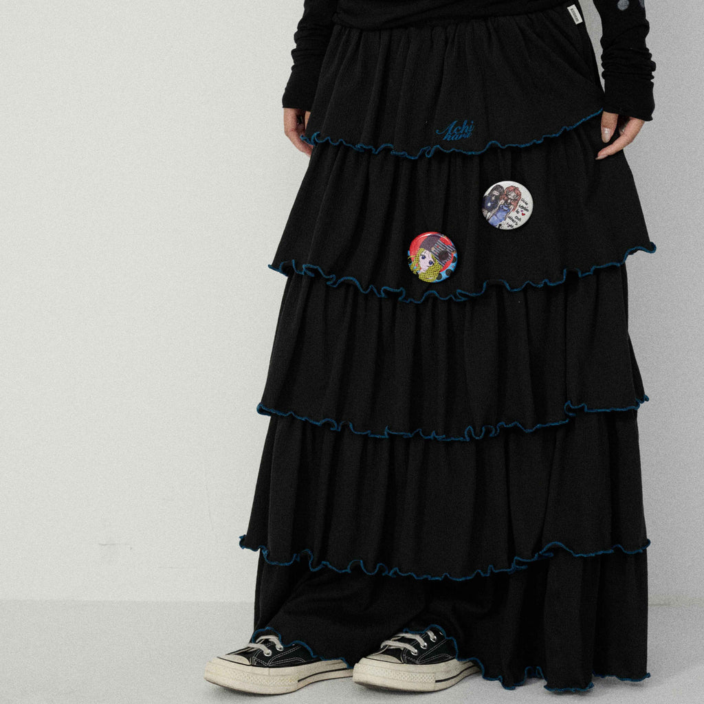Achihara_Tiered_Cake_Midi_Ruffled_Women'S_Polyester_Cotton_Pleated_Skirts_MISSTT