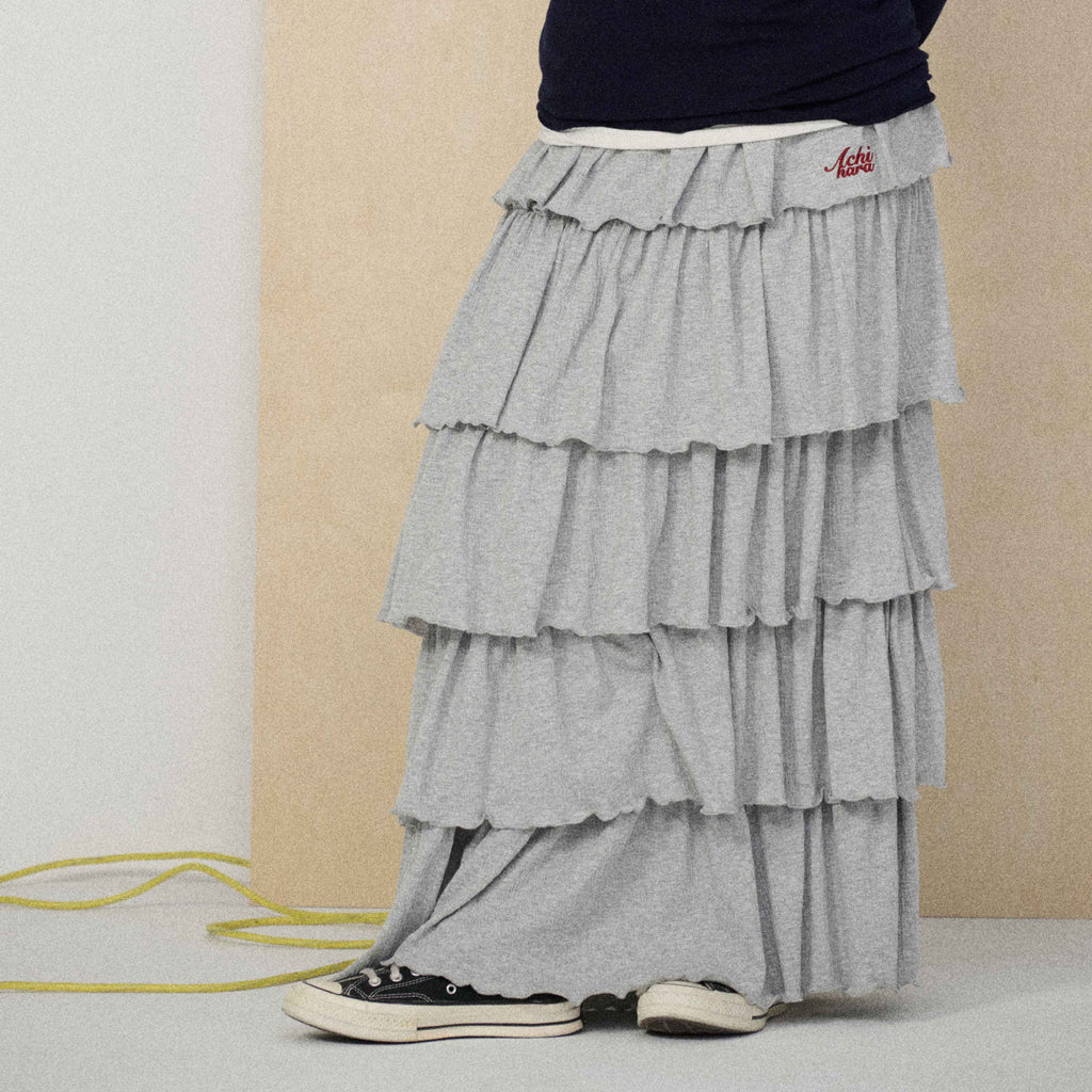 Achihara_Tiered_Cake_Midi_Ruffled_Women'S_Polyester_Cotton_Pleated_Skirts_MISSTT