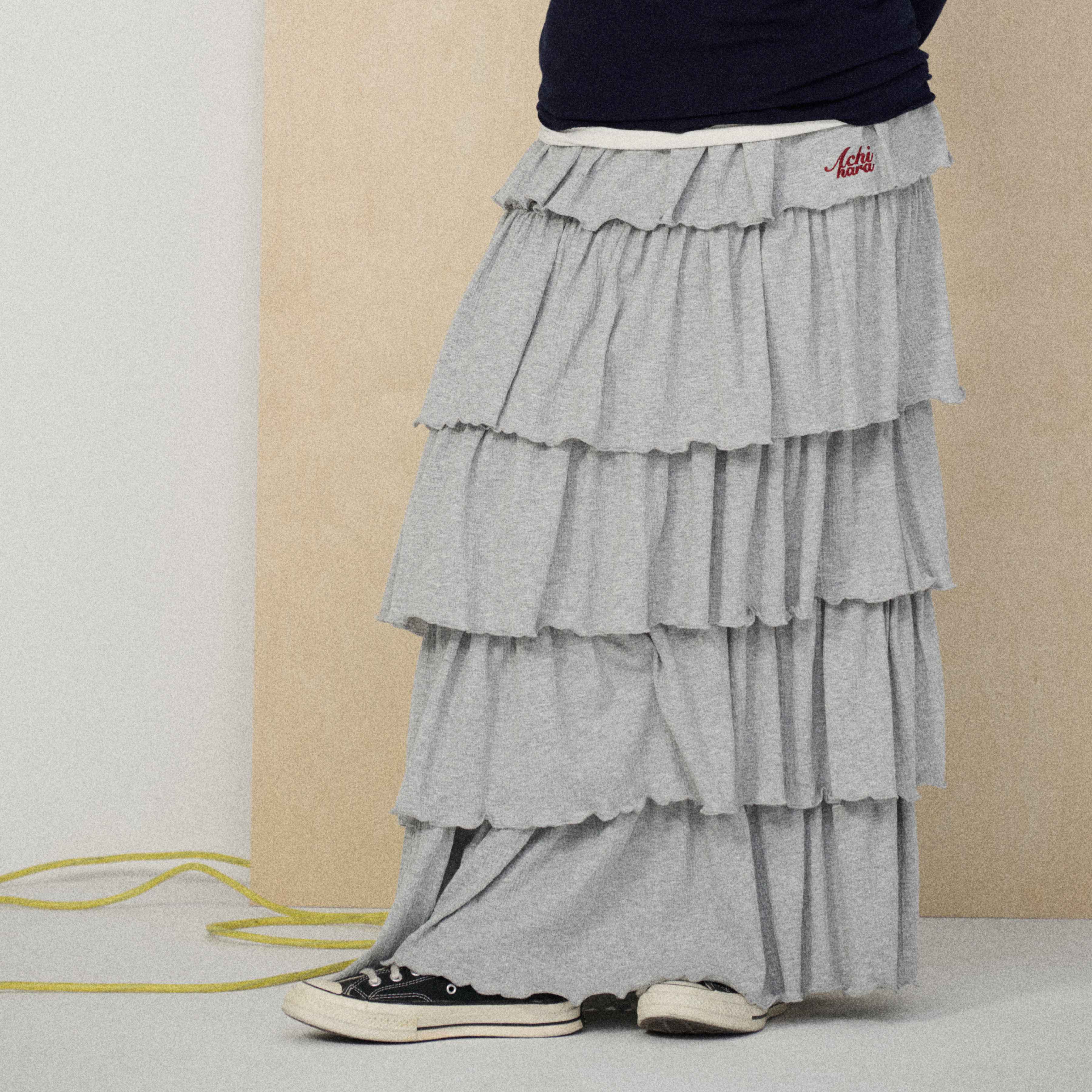 Achihara_Tiered_Cake_Midi_Ruffled_Women'S_Polyester_Cotton_Pleated_Skirts_MISSTT